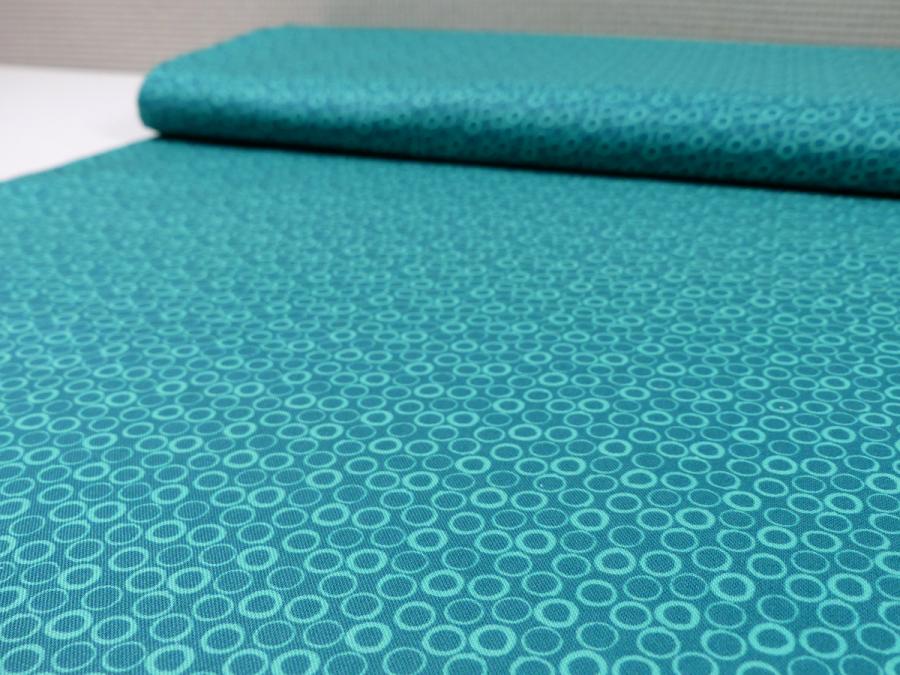 Preview: Falscher Uni Ton in Ton Kreise petrol Patchworkstoff Benartex Frogtastic